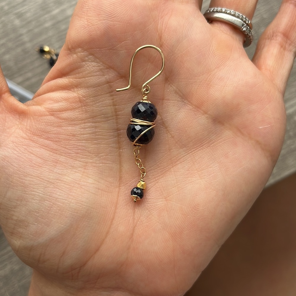 14K gold filled all natural blue sapphire earrings - Picture 4 of 5